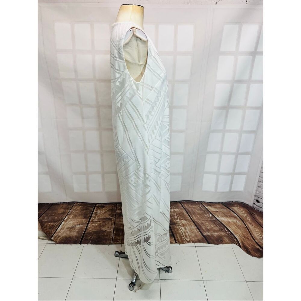 Chico's White Sleeveless Geometric Burnout Textured Maxi Dress Size 2 Large - Picture 4 of 9